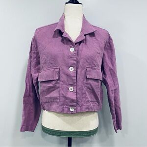 PALOMA WOOL M Purple Linen Tagliatelle Button Shell Minimalist Modern Blazer*